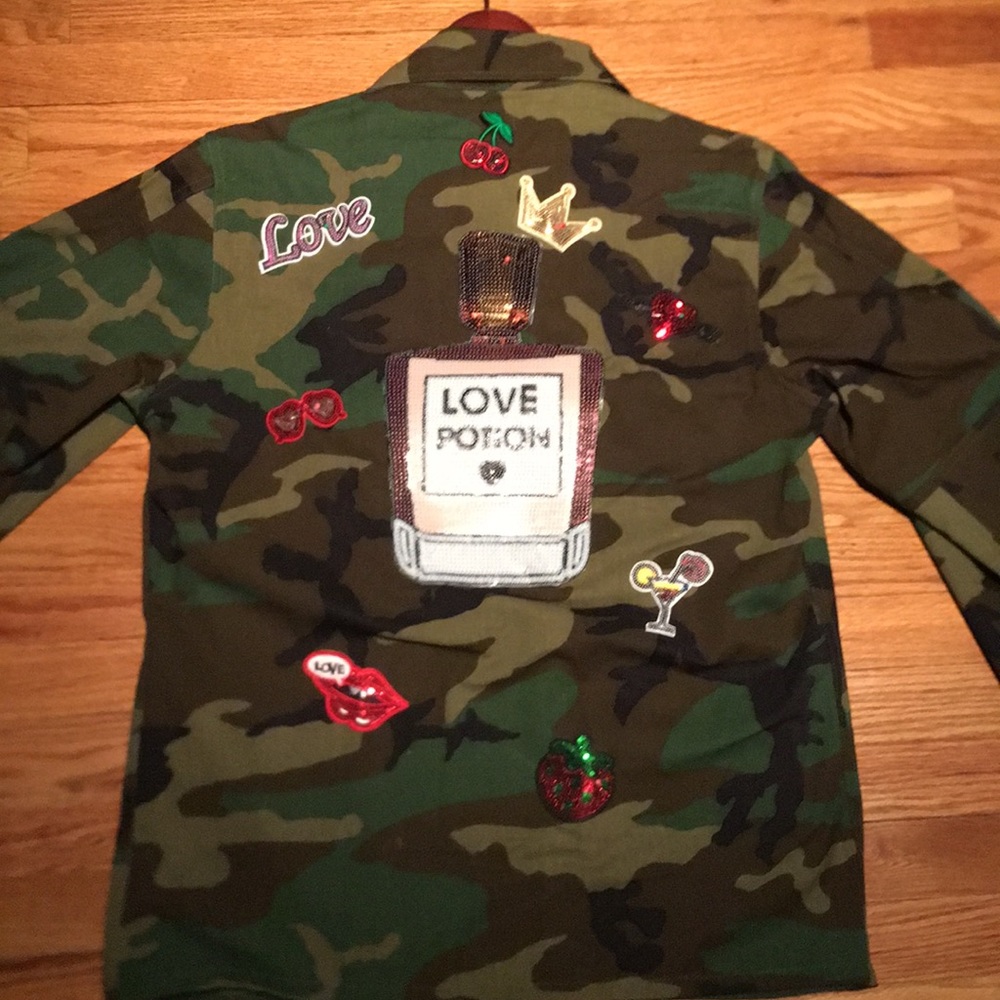 Army fatigue Love potion sparkle patch jacket